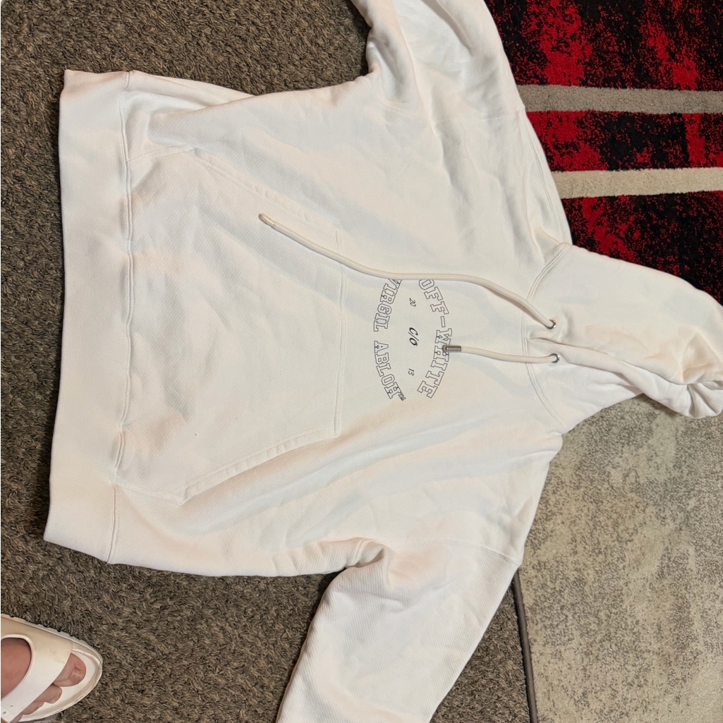 Off-White Style White Hooded Sweatshirt Authentic With Coa Mens Size Large